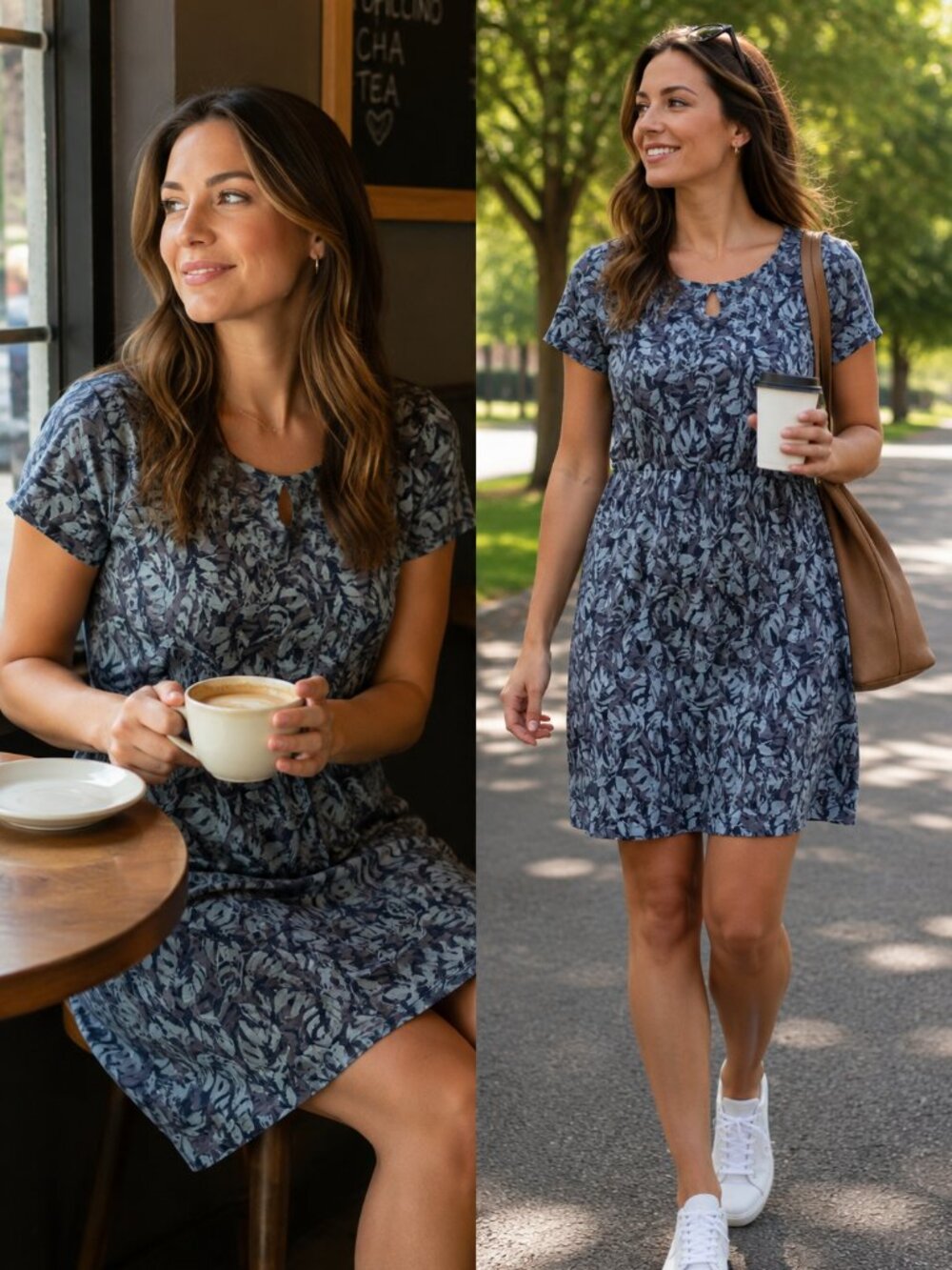 L.L. Bean Blue Leaf-Print Tank Top